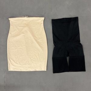 Spanx Womens 3X Half Slip Nude & High Waisted Power Shorts Black FS Charity